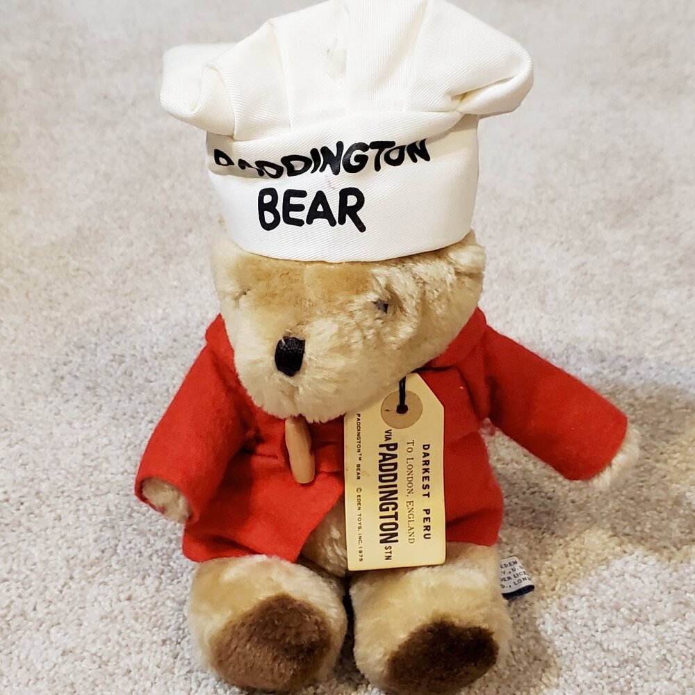Vintage Paddington Bear With Chef Hat Red Coat with Hood 10" Eden Toys